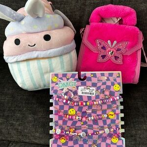 Pink Butterfly Bag and Cupcake Plush